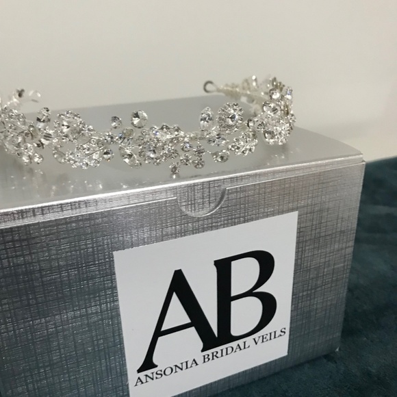 Ansonia Bridal Silver Jeweled Headpiece main image 7